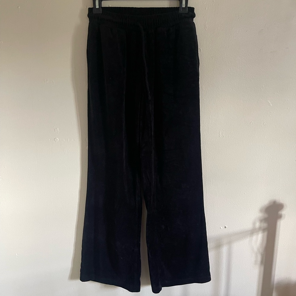 Black Velvet Wide-Leg Pants